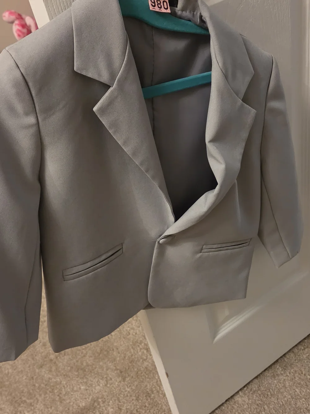 Cropped Light Gray Kids's Blazer